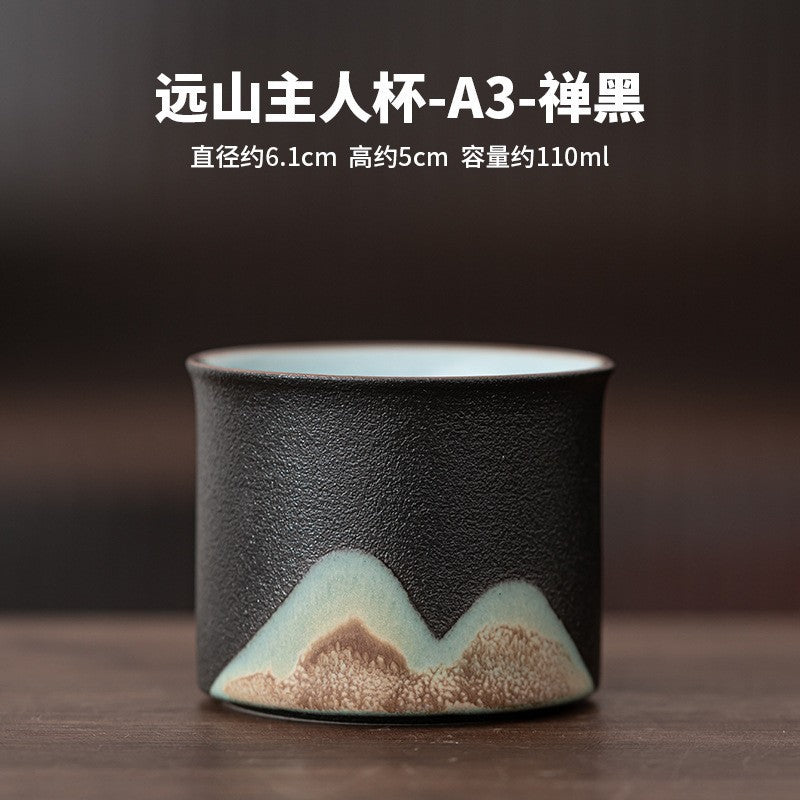 Japanese Hand-painted Distant mountain  Glazed Ceramic Tea Cup