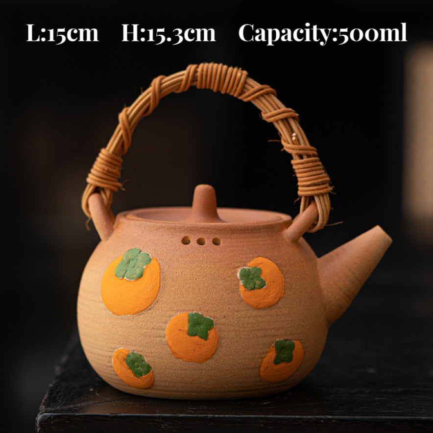 Ceramic teapot and cups，Cute panda carbon stove