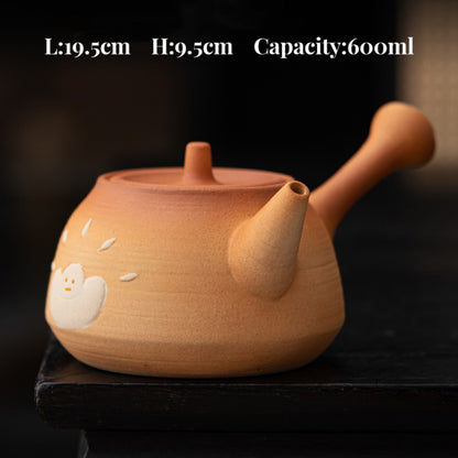 Ceramic teapot and cups，Cute panda carbon stove