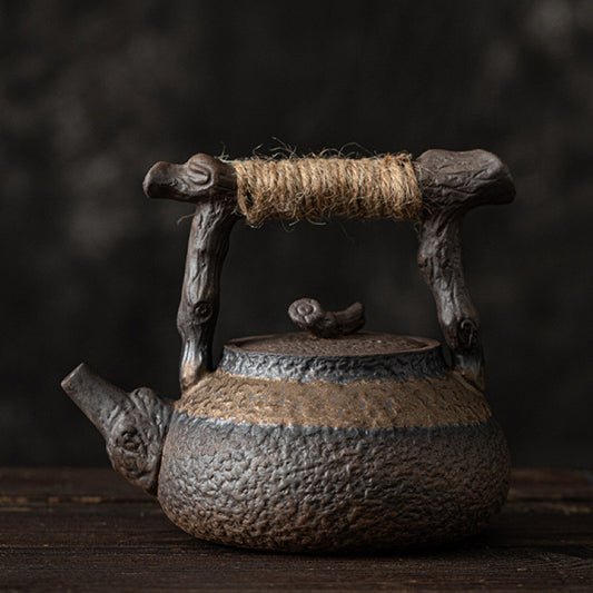 Hemp Rope Handle Deadwood Lift-Beam ceramic teapot