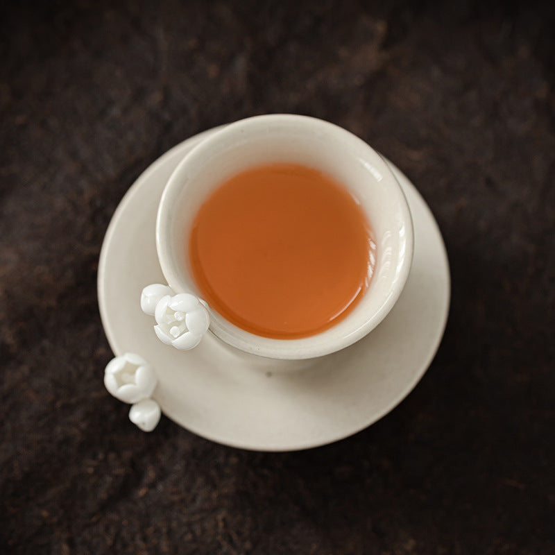 Glazed,Handmade Plum Blossom Ceramic Tea Cup