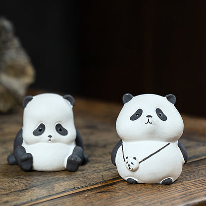 Yixing Purple Sand Tea Pet Giant Panda Handmade Kung Fu Tea Ceremony Accessories