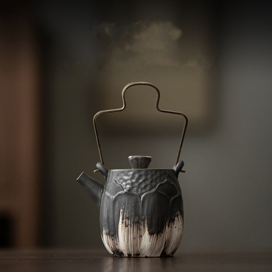 Wabi-sabi style ceramic lotus chant teapot