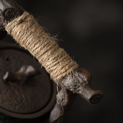 Pot à poutre de levage en bois mort avec poignée en corde de chanvre