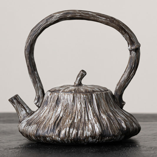 Misty Grey with Silver Luster Lotus Seedpod Lift-Beam ceramic teapot