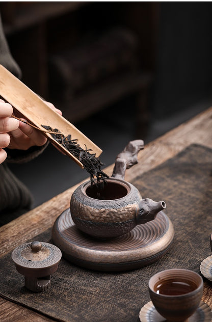 Ceramic teapot Kung Fu Tea Set, Deadwood Side-Handled Pot