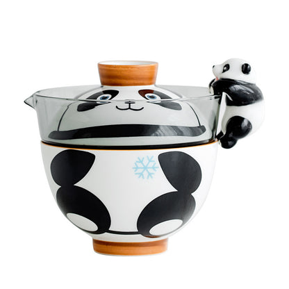 Xuedundun Glass Ceramic Panda Travel Chinese Kung Fu Tea Set