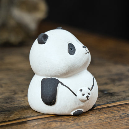 Yixing Purple Sand Tea Pet Giant Panda Handmade Kung Fu Tea Ceremony Accessories