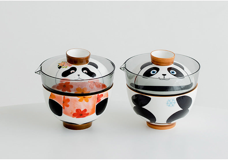 Xuedundun Glass Ceramic Panda Travel Chinese Kung Fu Tea Set