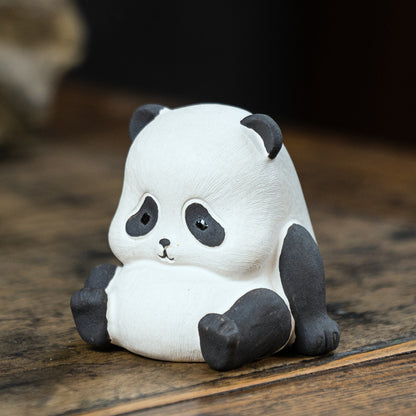 Yixing Purple Sand Tea Pet Giant Panda Handmade Kung Fu Tea Ceremony Accessories