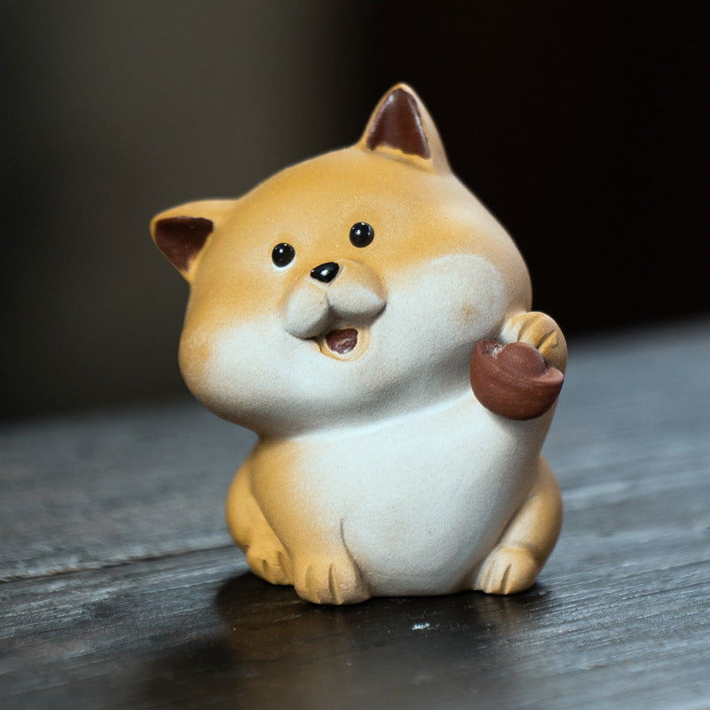 Small Shiba Inu tea pet ornaments handmade tea play