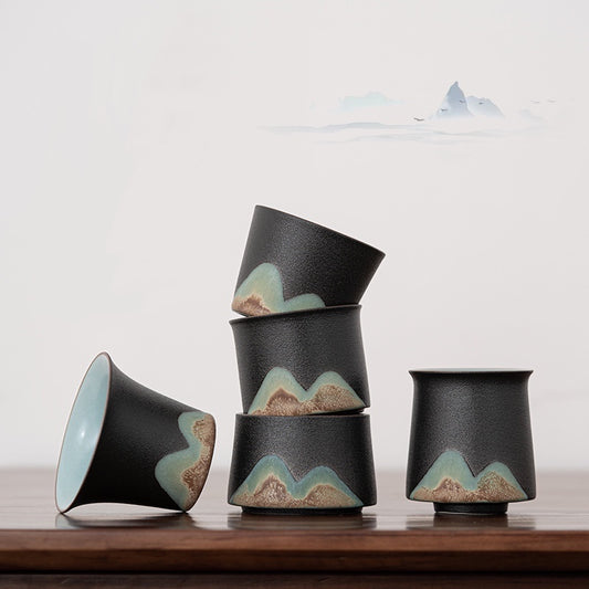 Japanese Hand-painted Distant mountain  Glazed Ceramic Tea Cup