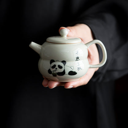 Pure hand-painted tea set Chinese Panda pot of two cups，ceramic teaset