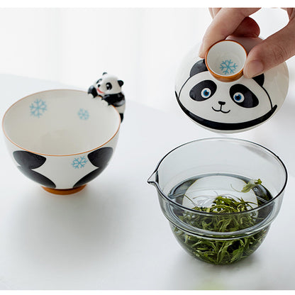 Xuedundun Glass Ceramic Panda Travel Chinese Kung Fu Tea Set